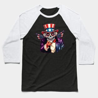 Sugar Skull Uncle Sam - Second Amendment Baseball T-Shirt